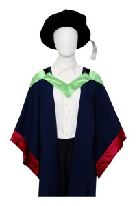 設計綠色披巾畢業袍     訂製藍色撞紅色畢業袍長袍     博士畢業袍    健康科學博士    香港理工大學PolyU     畢業袍生產商    DA534
